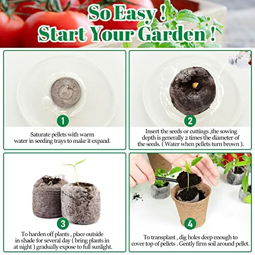 Instructions for starting a garden using plant pellets.