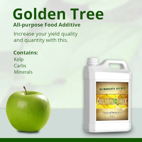 Golden Tree food additive with apple and container
