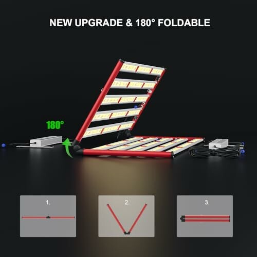 Foldable LED grow light with 180-degree rotation feature