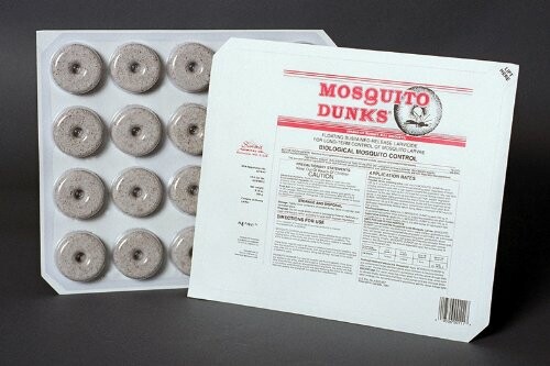 Packaging of mosquito dunks with product label.