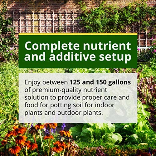 Nutrient and additive setup for plants in a garden.