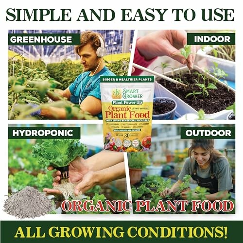 Organic plant food used in greenhouse, indoor, hydroponic, and outdoor settings.