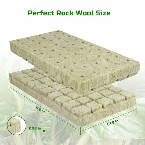 Rock wool slabs with dimensions for planting.